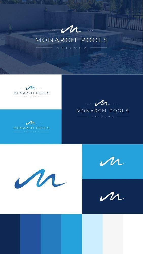 Monarch Pools Arizona logo and colour palette