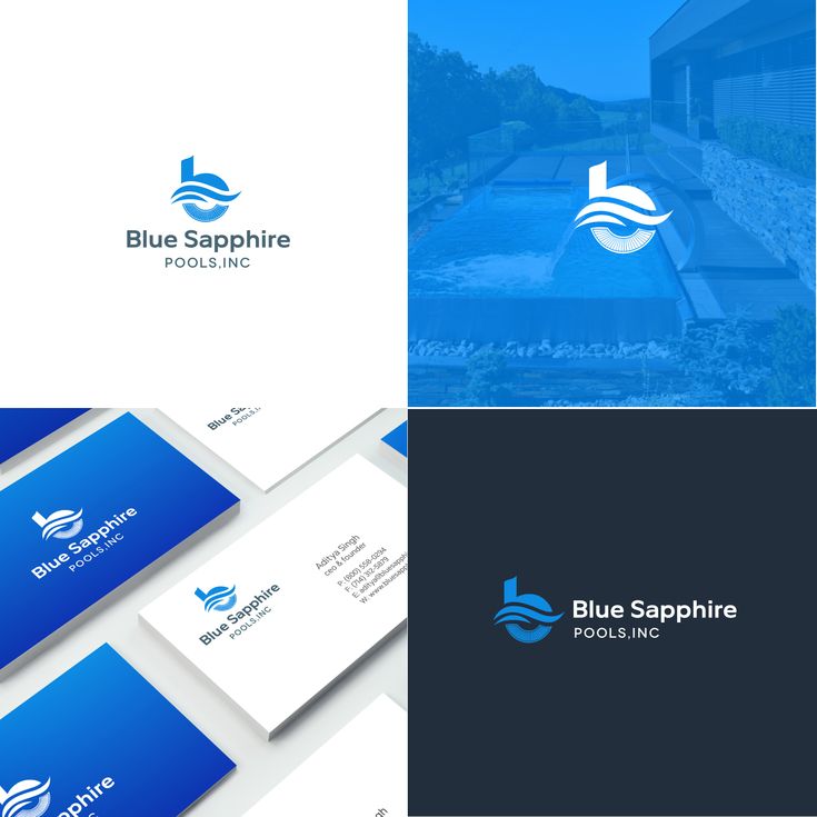 Blue Sapphire Pools logo and business card design