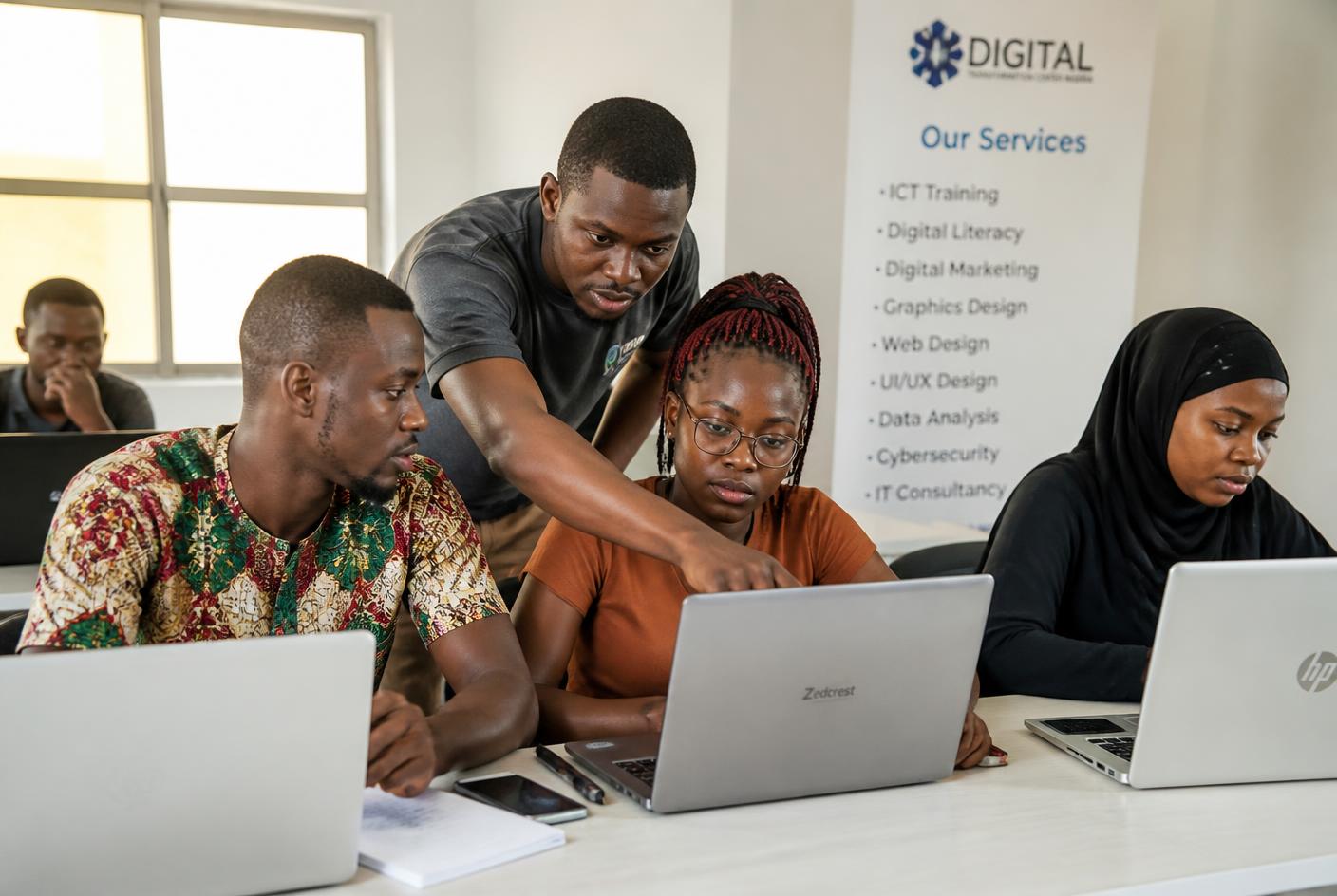 A practical digital skills training session in progress